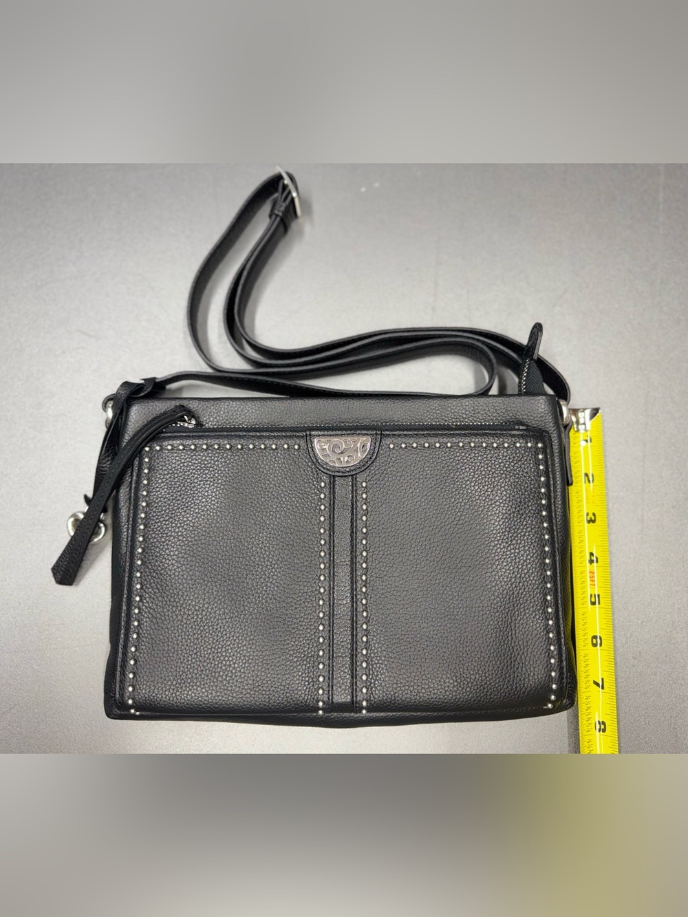 Brighton Jagger Pretty Tough Black Leather Studded Crossbody - Picture 2 of 13